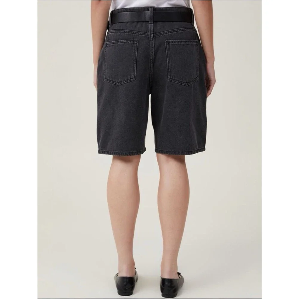 NWT Cotton On Super Baggy Jort Size 26 Black Denim Shorts Mid Rise Long Baggy